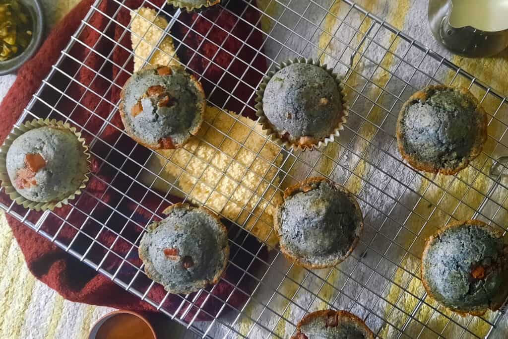 top-view-bacon-blue-corn-muffins-with-Hatch-chiles-on-cooling-rack