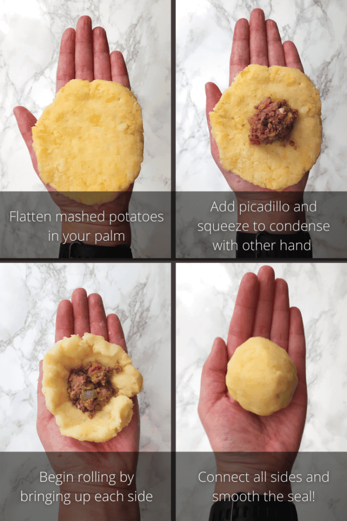 four-panel-infographic-how-to-roll-Cuban-papas-rellenas